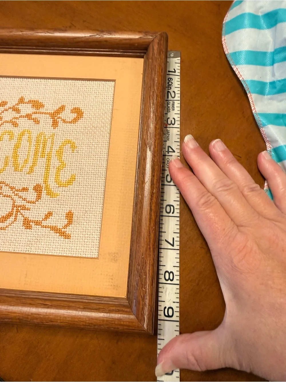 Vintage Wooden Framed Cross Stitch 